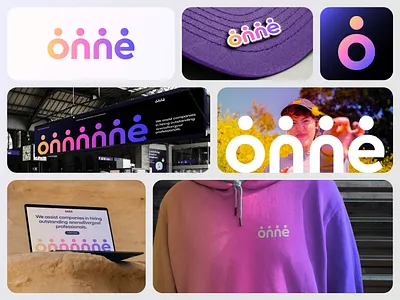 Onne Branding branding colorful community futuristic hiring hr human icon letter logo neurodivergent neurodiversity people person recruiting recruitment smart togetherness web3 wordmark