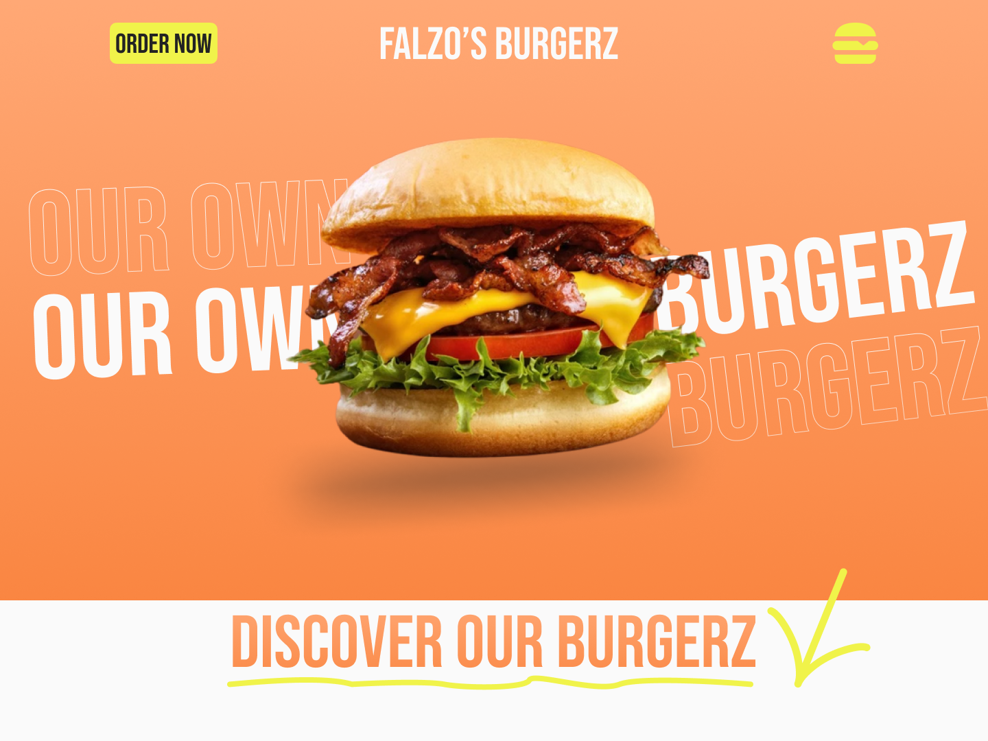 Hamburger Landing Page branding creative design fast food first hamburger hero hero page illustration inspiration landing landing page logo marketing typography ui ux visual web design
