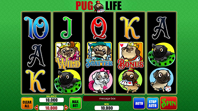 Slot reels animation for the online casino game "Pug Life" animation caino animation digital art digital design digital designer gambling gambling animation gambling art gambling design game art game design game motion design graphic design motion graphics reels animation slot animation slot design