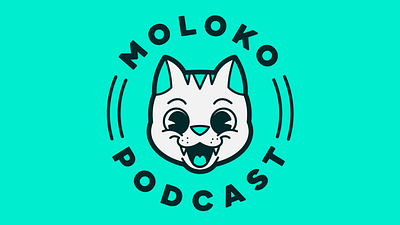 Logo Moloko Podcast animal brand aqua branding cat illustration logo mascot mascot brand podcast visual design