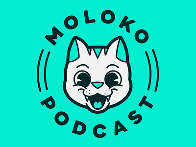 Logo Moloko Podcast animal brand aqua branding cat illustration logo mascot mascot brand podcast visual design