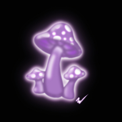 Glowing Graffiti Mushrooms design illustration