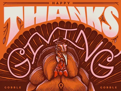 Thanksgiving Illustration brown custom detailed drawing feathers giving gobble holiday humor illustration ink leaf orange pen procreate seasonal thanks thanksgiving turkey whimsy