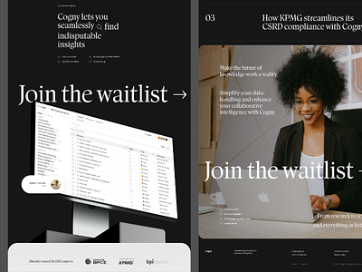Cogny homepage exploration - dark theme clean corporate dark mode dark theme elegant figma homepage modern