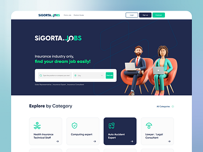 Sigorta.Jobs | Job Finding Site for Insurance Sector design insurance job search ui ux web web site