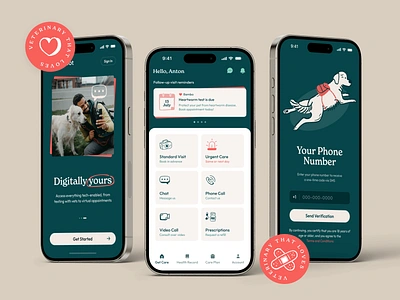 Veterinary Mobile App appointment booking care cat designsystem dog figma figmadesign interface mobile onboarding pet pets petwellness ui ui design ux vet veterinary vets