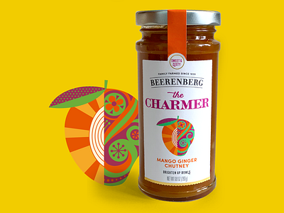 Flavor Icon for Beerenberg's Mango Ginger Chutney barbeque bbq chutney cpg dressing flavor fruit ginger gourmet icon illustration jam jar jelly mango sauce topping