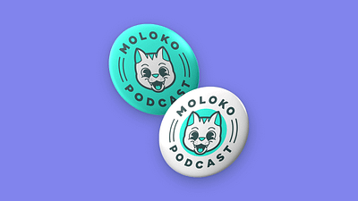 Moloko Podcast Pins - Merch brand branding cat digital illustration illustration mascot brand mockup pins podcast