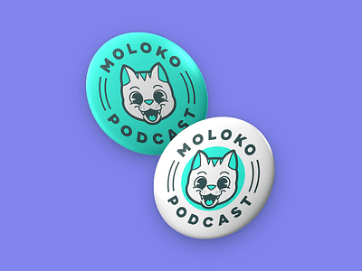 Moloko Podcast Pins - Merch brand branding cat digital illustration illustration mascot brand mockup pins podcast