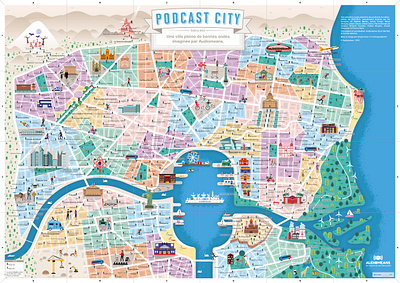 Fictional city illustrated map characters city design designer editorial illustration illustrated map illustration illustrator map maps podcast poster spot illustration