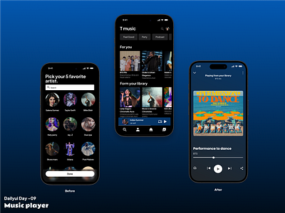 #100dayDailyUiChallenge-Day09 (Music Player ) 100uichallenge branding dailyuichallenge dayo9 design illustration musicplayer typography ui ux