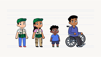 Character Design Inclusion - PREDES character design diversity illustration inclusion neurodivergent ong predes vector wheelchair