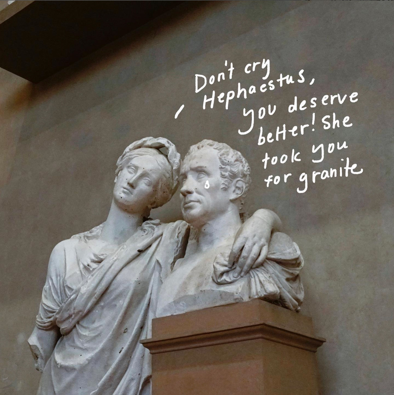 Statue Satire art museum copywriting humor illustration photography procreate satire