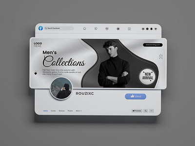 Premium minimalist Fashion Facebook cover design with mockup aesthetic autmn black branding cober cover design elegant facebook fashion fb graphic design logo men minimalist mockup modern premium simple white