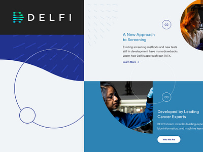 Delfi Diagnostics Site Redesign bio technology brand design branding cancer diagnostics healthcare pattern technology visual design web design