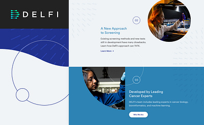 Delfi Diagnostics Site Redesign bio technology brand design branding cancer diagnostics healthcare pattern technology visual design web design