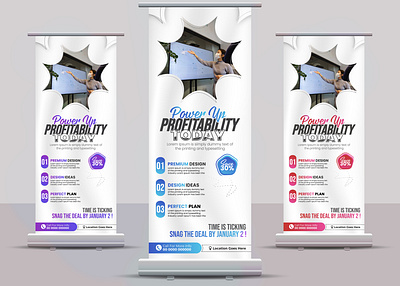 modern Business Roll-up banner designs blue business designer file it mockup modern red roll up rollup rolup solution template violet