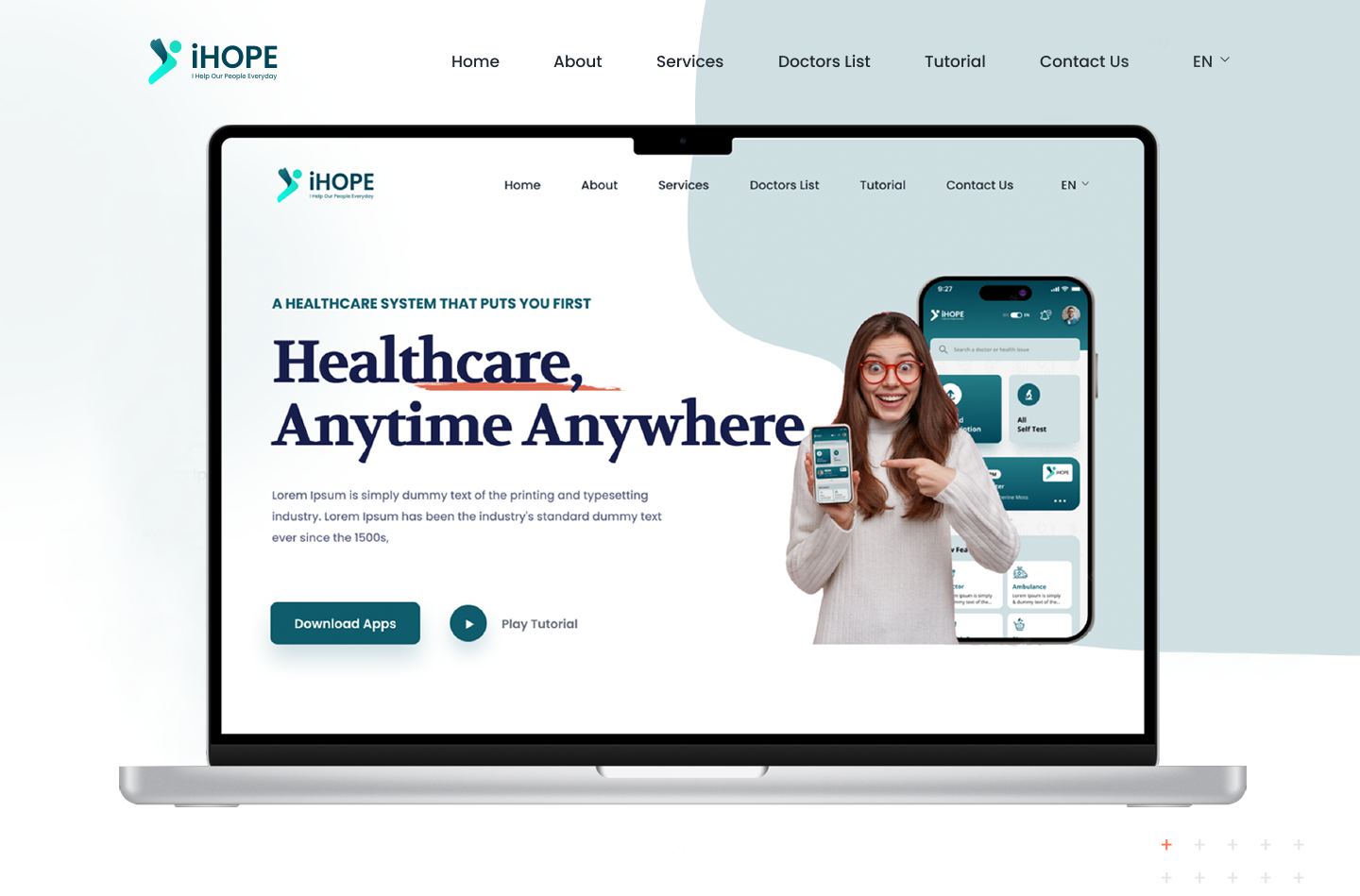 iHope - Medical Website 3d animation app branding design graphic design illustration logo motion graphics typography ui ux vector website
