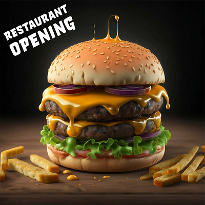 Restaurant Opening 3d advertisement ai blog brand branding burger design food graphic design graphics icon illustration logo logo challenge opening profile restaurant ui vector