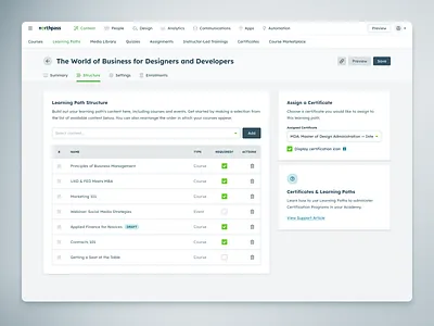 Learning Path Builder customization ui