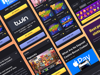 My new project is a casino aggregator aggregator cards casino dark figma inspiration interface mobile ui ux