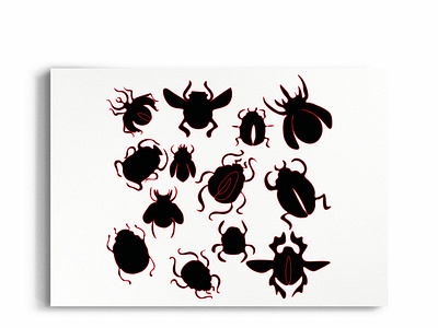 Scarabs Black Bugs beetle black bug funny insect lineart logo parasitic red scarab wings