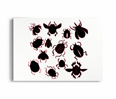 Scarabs Black Bugs beetle black bug funny insect lineart logo parasitic red scarab wings