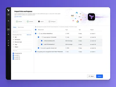 Importing infrastructure in UI clean cloud dashboard data design enterprise illustration logo ui visualization