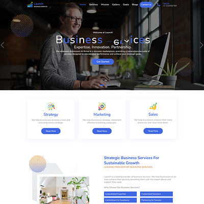 Launch - Business Services Multipurpose Landing Page Template agency bootstrap branding creative design development graphic design illustration it logo ui