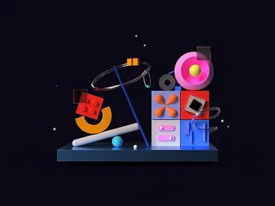 Composition 3d blender brightness composition flat illustration glass illustration illustrator lego metal plastic