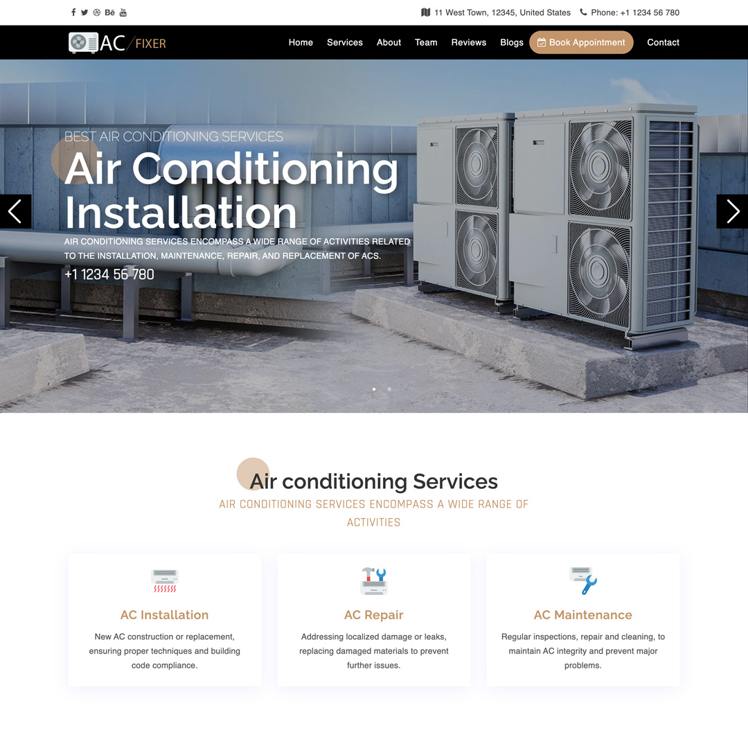 Air Conditioning HTML5 Landing Page Template onepage