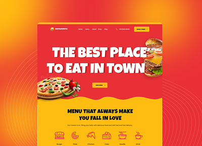 Restaurentia Figma Template 3d animation branding design figma food graphic design hungry ideapeel illustration landing page logo motion graphics typography ui yummy
