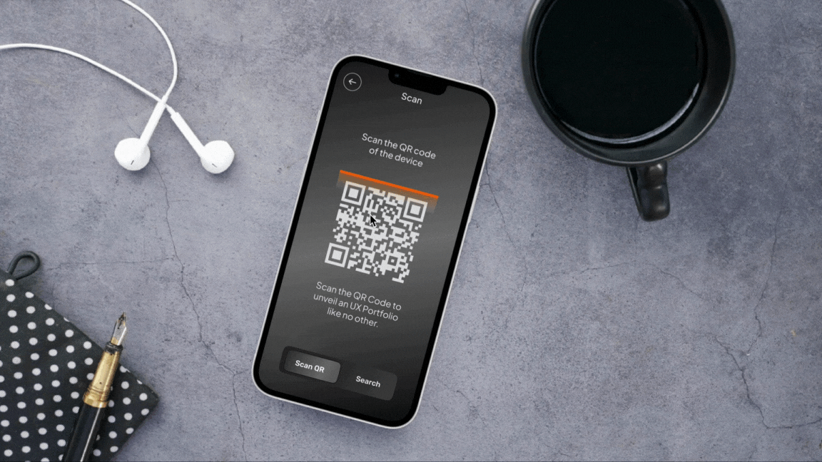 QR Code Scanning - GIF app black branding clean design code dark design figma graphic design logo luxury minimalism minimalist motion motion graphics qr scanner ui ux white