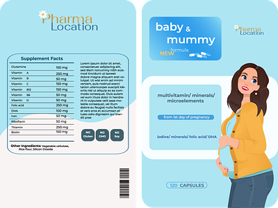 Prenatal vitamins branding child girl illustration medicine pharma pregnant vitamins woman