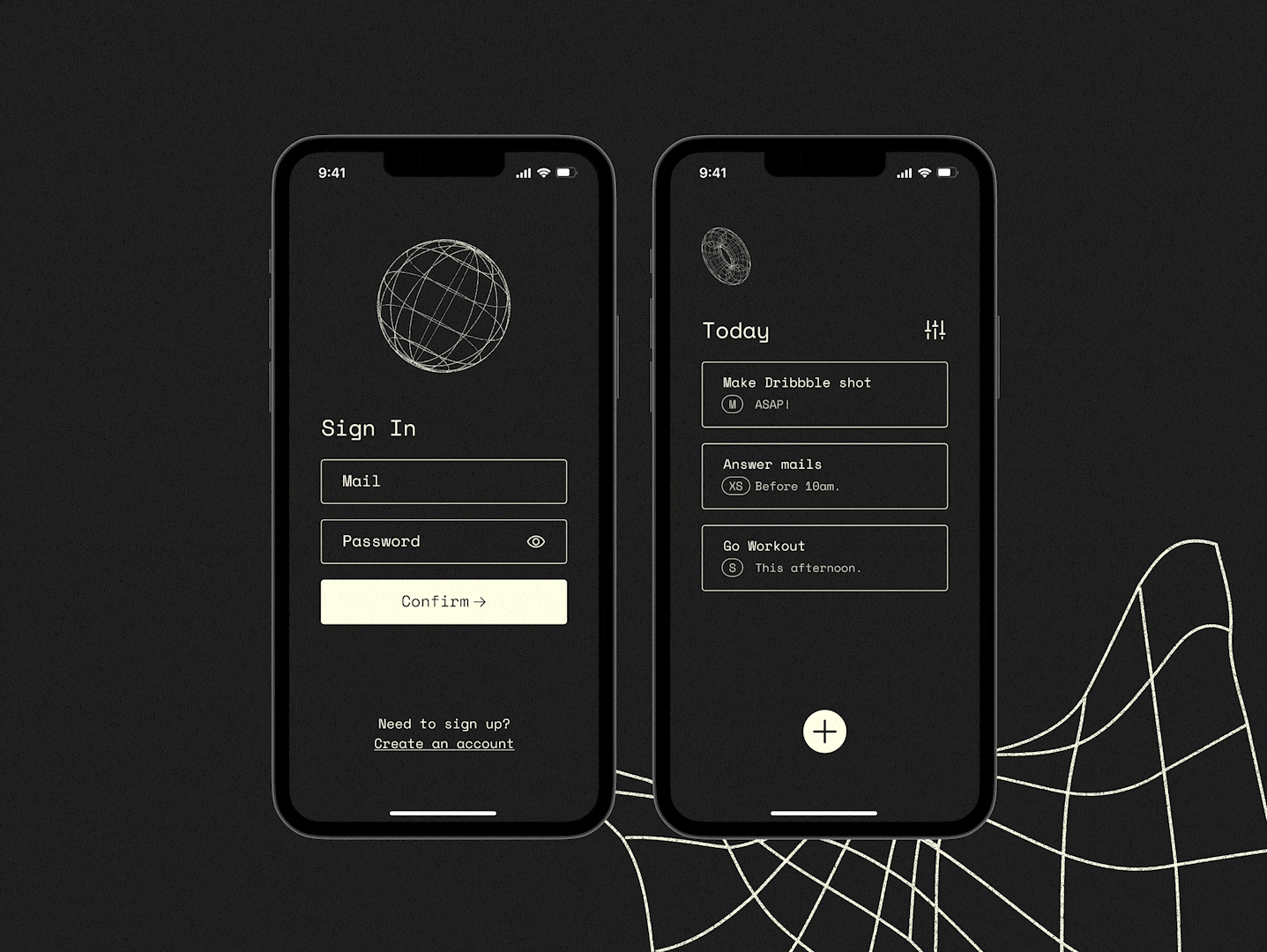 Sign In + To-Do List Mobile App Design animation dailyui dark theme sign in to do list ui