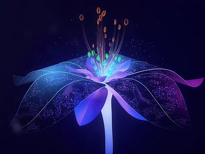 Fluorescent flower under UV light 3d 3danimation 4k animation app avatar blender blue cinema4d colorful flower graphic design illustration maxon modelling motion motion graphics organic purple web