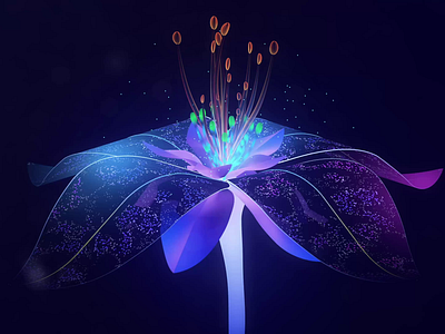 Fluorescent flower under UV light 3d 3danimation 4k animation app avatar blender blue cinema4d colorful flower graphic design illustration maxon modelling motion motion graphics organic purple web