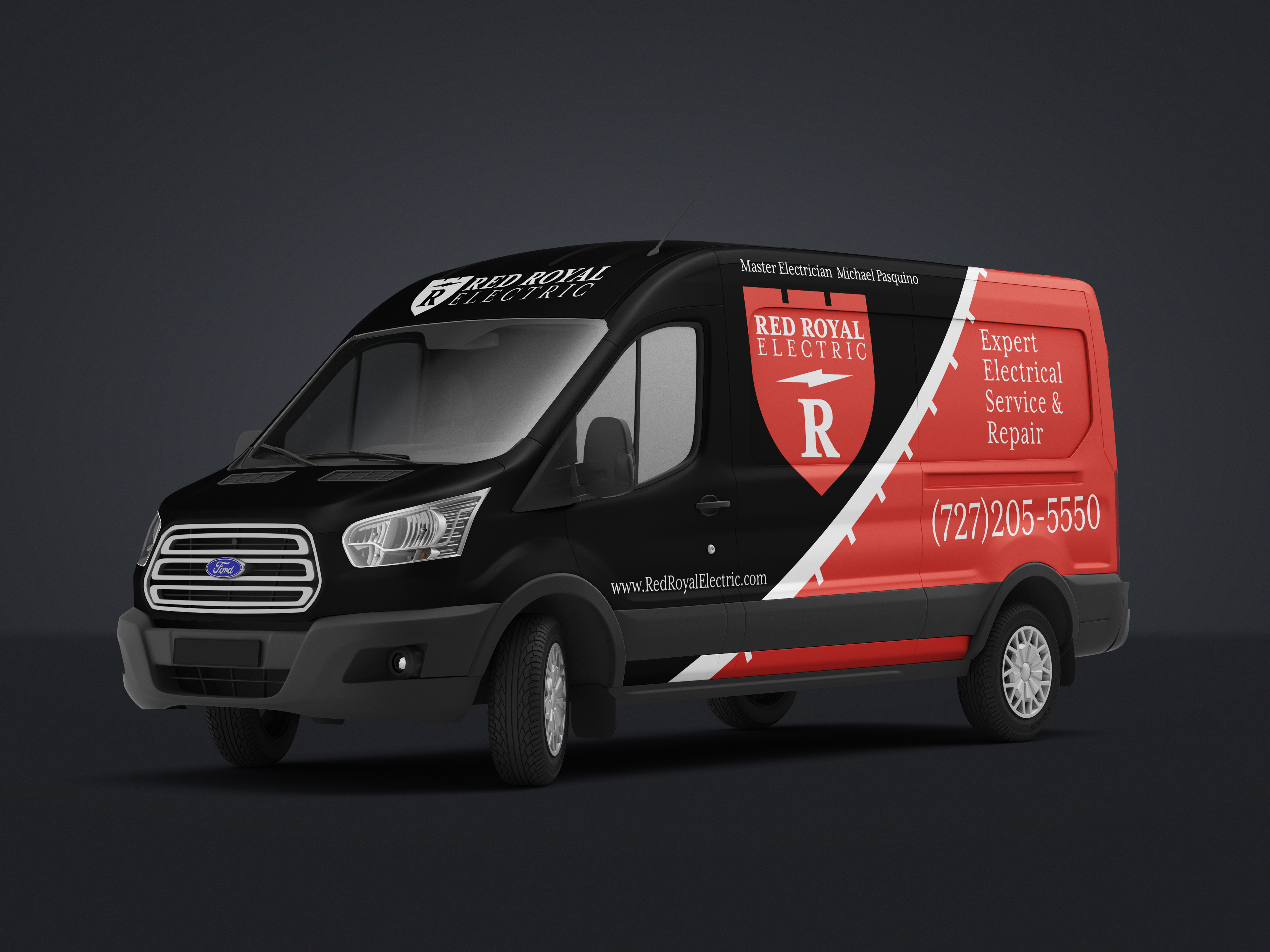 Red Royal Electric | Redesign Concept badge badge logo brand branding crest design electrical electrician graphic design logo typography ui vehicle wrap