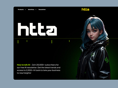 Newsletter htta - How To Talk Ai ai artificial intelligence branding dark theme design graphic design logo minimal newsletter ui ux web website yellow