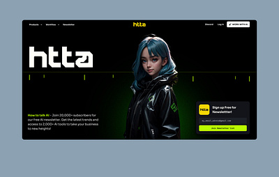 Newsletter htta - How To Talk Ai ai artificial intelligence branding dark theme design graphic design logo minimal newsletter ui ux web website yellow