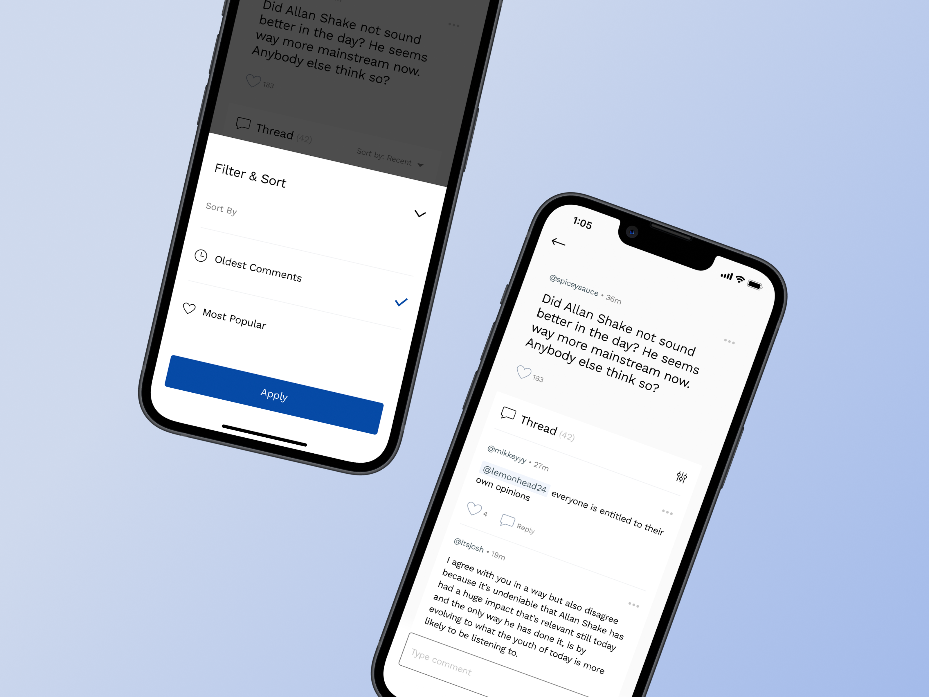 Example of Manage Threads Mobile App
