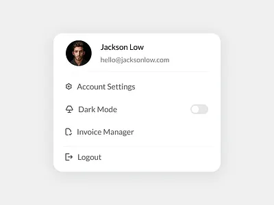 Profile Menu Dropdown UI design dashboard menu dribbble dropdown menu ui product product design product designer profile menu ui ui design ui designer ui dropdown ux ux design