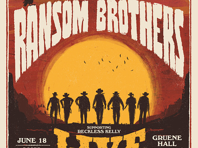 Ransom Bros Gig Poster band gig poster illustration music type typography western