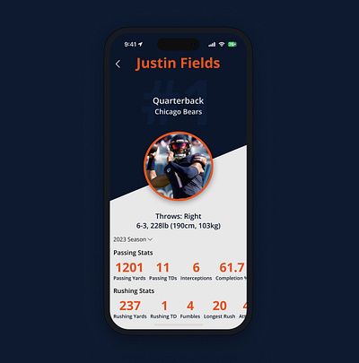 Sport User Profile app appdesign dailyui design sports ui uidesign