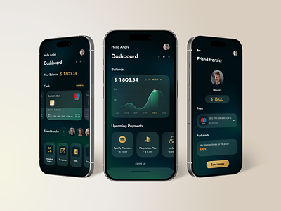 Online Banking App app banking dashboard design finance flat design gold green ios minimal mobile mobile app mobile ui online banking reanmo seamless ui user interface ux visual