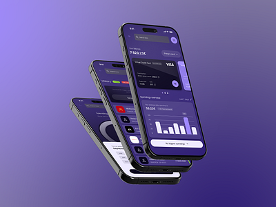 Planet Bank ™ app bank card credit figma modern purple shadows transaction ui ux