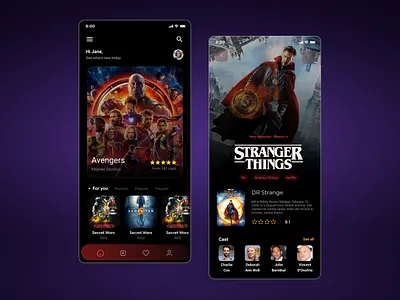 Movie Streaming App animation app branding design graphic design mobile app movie streaming app ui ux uxui website