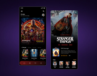 Movie Streaming App animation app branding design graphic design mobile app movie streaming app ui ux uxui website