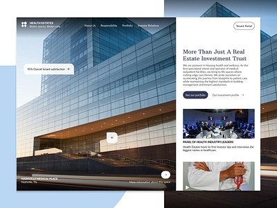 Health Estates - Real Estate Investment Trust Homepage dailyui homepage design real estate investment trust real estate website redesign reit sketch thatguysketch ui ui design user experience web branding
