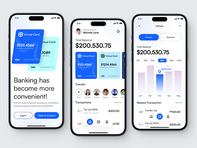 FinEase - Finance Mobile App app bank bank app banking banking app card clean credit card finance finance app financial fintech ios mobile mobile app mobile app design transfers ui ui design ux